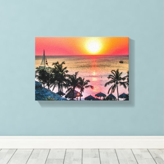 Aruba-zonsondergang Canvas Afdruk (Insitu (Houten vloer))