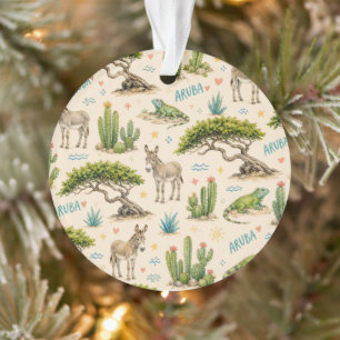 Arubaanse divi boom, ezel, leguaan, cactus ornament