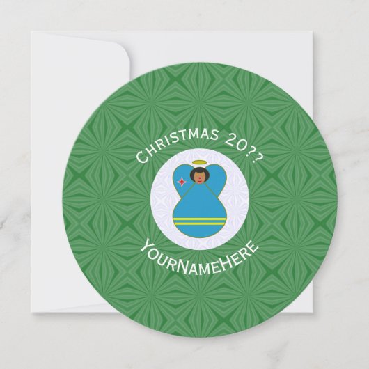 Arubaanse engel kerst vlag gepersonaliseerde tekst kaart (Voorkant)