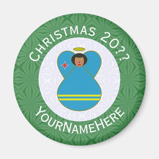 Arubaanse engel kerstvlag gepersonaliseerd magneet (Voorkant)