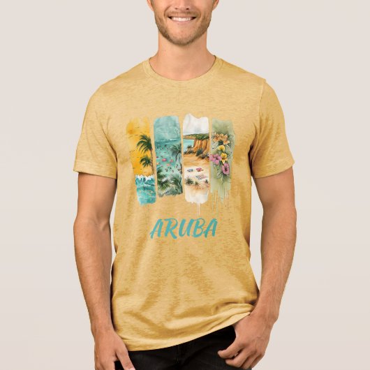 Arubaanse pastel bloem penseelstreken Tri-Blend shirt (Voorkant)