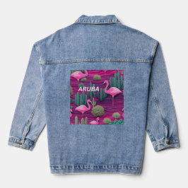 Arubaanse roze flamingo's denim jacket