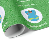 Arubaanse vlag Angel Kerstmis gepersonaliseerd Cadeaupapier (Rol Hoek)