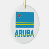 Arubaanse Vlag en Woord Keramisch Ornament (Rechts)