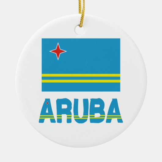 Arubaanse Vlag en Woord Keramisch Ornament (Voorkant)