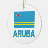 Arubaanse Vlag en Woord Keramisch Ornament (Links)
