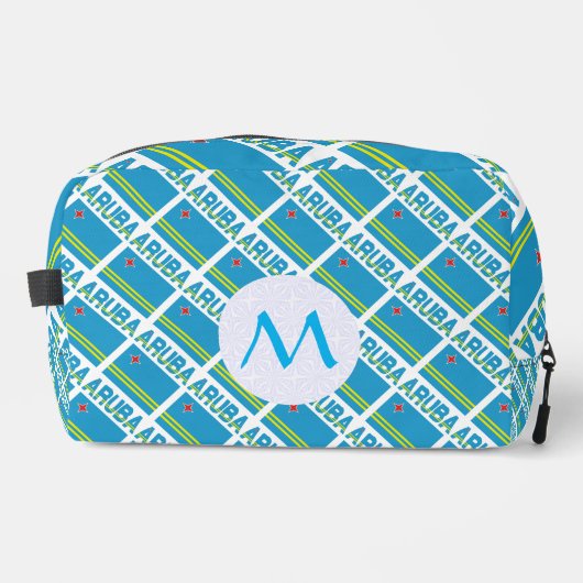 Arubaanse Vlag Getegeld Mozaïekpatroon met Monogra Toilettasje (Voorkant)