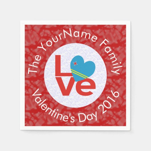 Arubaanse Vlag Hart Rode Liefde Servetten (Voorkant)