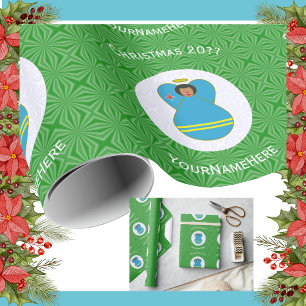 Arubaanse vlag kerst engel gepersonaliseerd cadeaupapier