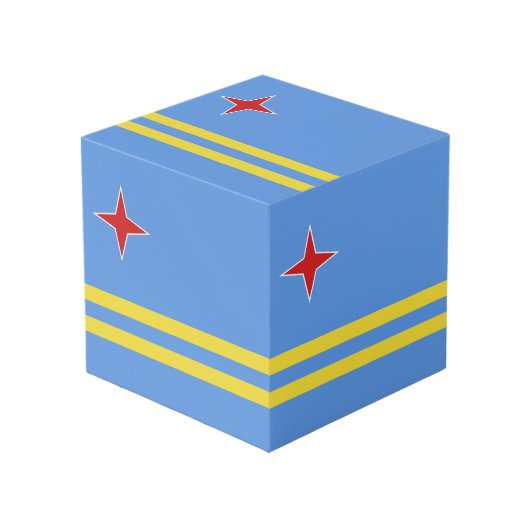 Arubaanse vlag kubus (Voorkant hoekig)