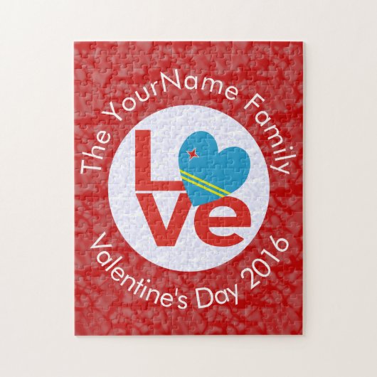 Arubaanse Vlag Rode Letters LOVE Wit op Rood Legpuzzel (Verticaal)
