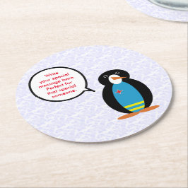 Arubaanse Vlagfeestdag Mevrouw Pinguïn Praten Ronde Kartonnen Onderzetter