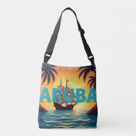 Arubaanse zeilboot zonsondergang crossbody tas