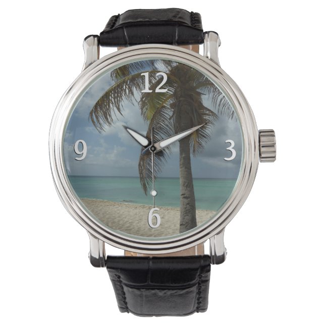 Aruban Beach I Beauful Natuur Scene Horloge (Voorkant)