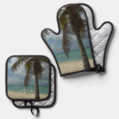 Aruban Beach I Beauful Natuur Scene Ovenwant & Pannenlap Set (Voorkant / Achterkant)