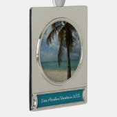 Aruban Beach I Beauful Natuur Scene Verzilverd Banner Ornament (Rechts)