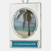 Aruban Beach I Beauful Natuur Scene Verzilverd Banner Ornament (Links)