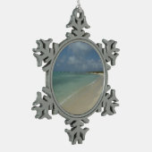 Aruban Beach II Beauful Natuur Scene Tin Sneeuwvlok Ornament (Links)