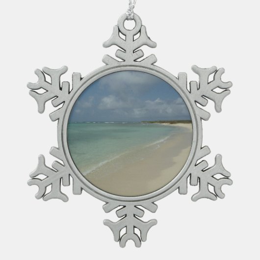 Aruban Beach II Beauful Natuur Scene Tin Sneeuwvlok Ornament (Voorkant)
