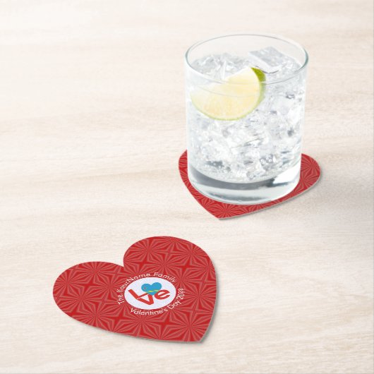 Aruban Flag Red Letter LOVE Persoonlijk Kartonnen Onderzetters (Insitu)