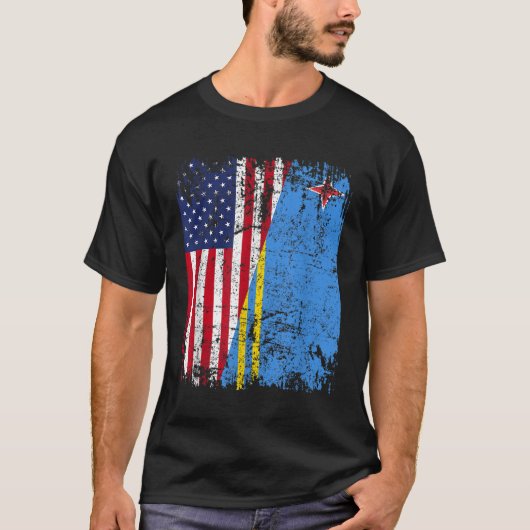 ARUBAN ROOTS Half Amerikaanse vlag ARUBA VLAG T-shirt (Voorkant)