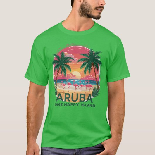 Arubas One Happy Island prachtige zonsondergang st T-shirt (Voorkant)