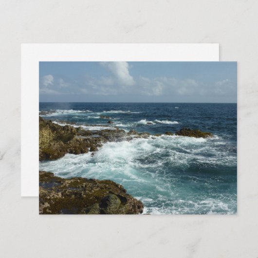 Aruba's rotsachtige kust en blauwe oceaan (Voorkant / Achterkant)