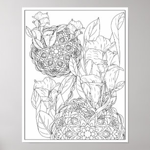 Arum-lelies en bladeren Mandala Kleurboek voor Vol Poster