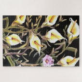 Arum Lily Artistic Floral Design on Black Legpuzzel (Horizontaal)