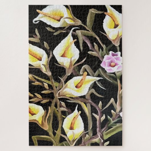 Arum Lily Artistic Floral Design on Black Legpuzzel (Verticaal)