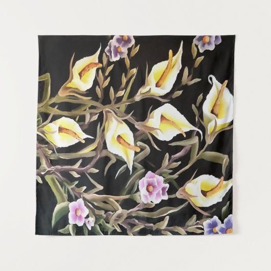 Arum Lily Artistic Floral Design on Black Wandkleed (Voorkant (horizontaal))