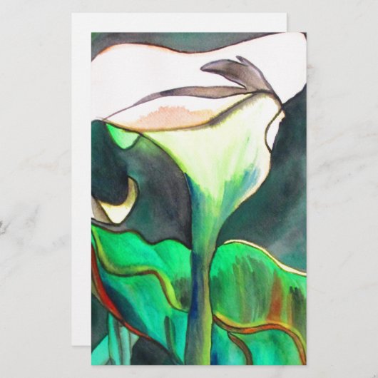 Arum Lily waterverf originele kunst schilderij Briefpapier (Voorkant / Achterkant)