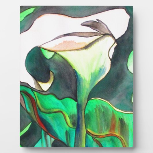 Arum Lily waterverf originele kunst schilderij Fotoplaat (Voorkant)
