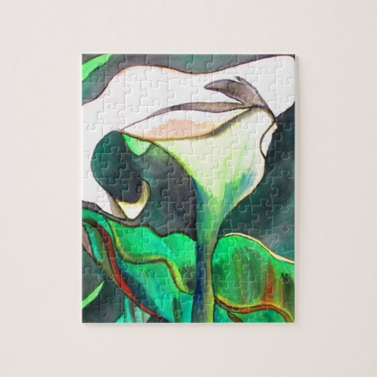 Arum Lily waterverf originele kunst schilderij Legpuzzel (Verticaal)
