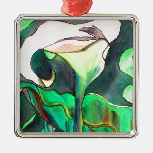 Arum Lily waterverf originele kunst schilderij Metalen Ornament (Voorkant)