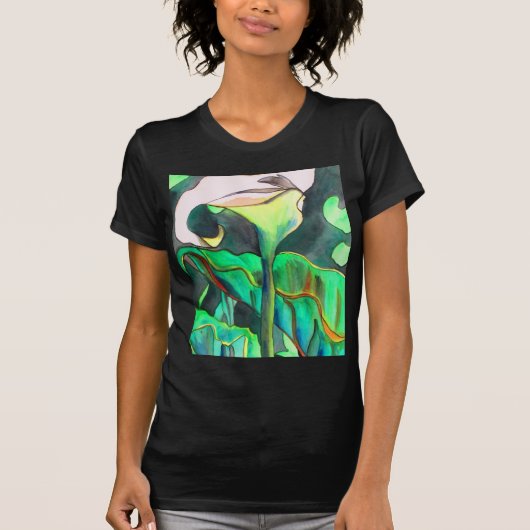 Arum Lily waterverf originele kunst schilderij T-shirt (Voorkant)