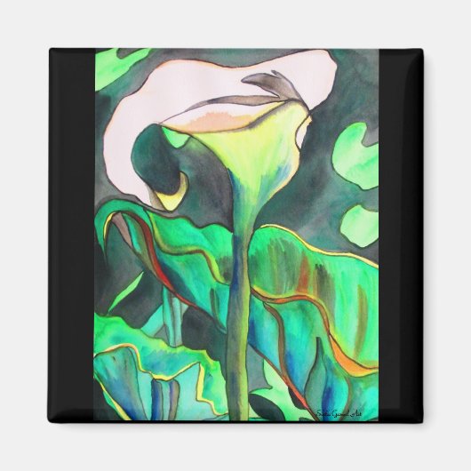 Arum lily white and green tropical flower magnet (Voorkant)
