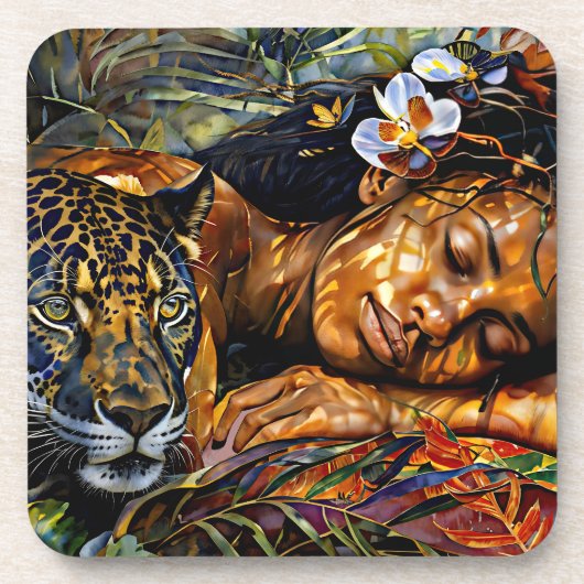 "Arumáya" Jaguar's Bloom - Vrouwen in het Amazoneg Bier Onderzetter (Voorkant)