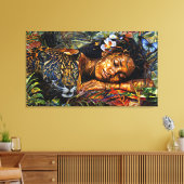 "Arumáya" Jaguar's Bloom - Vrouwen in het Amazoneg Canvas Afdruk (Insitu (Woonkamer))