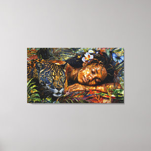 "Arumáya" Jaguar's Bloom - Vrouwen in het Amazoneg Canvas Afdruk