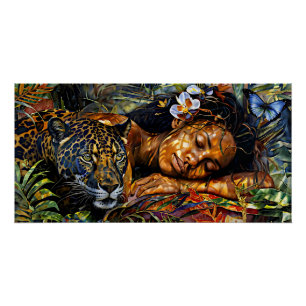 "Arumáya" Jaguar's Bloom - Vrouwen in het Amazoneg Perfect Poster