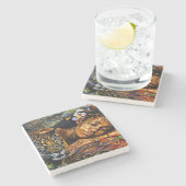 "Arumáya" Jaguar's Bloom - Vrouwen in het Amazoneg Stenen Onderzetter (Zijkant)