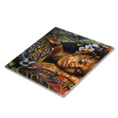 "Arumáya" Jaguar's Bloom - Vrouwen in het Amazoneg Tegeltje (Zijkant)