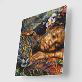 "Arumáya" Jaguar's Bloom - Vrouwen in het Amazoneg Vierkante Klok (Hoek)