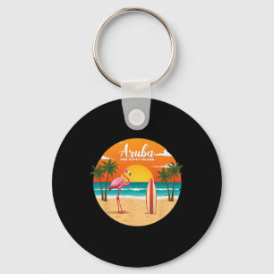 Aru's One Happy Island Flamingo Surfen Tropisch B Sleutelhanger