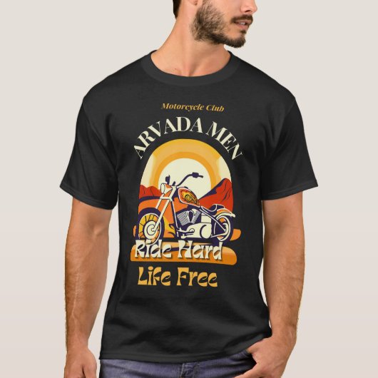 Arvada Mannen Rider Hard, Life Free V 1.1 T-shirt (Voorkant)