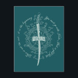ARWEN™ Elven Sword Quote Briefkaart<br><div class="desc">Honor the strength and grace of Arwen™ with this striking Lord of the Rings™ design inspired by the Elves. Centered around an elegant Elven sword framed by intricate, flowing vinework, the artwork beautifully reflects her courage, devotion, and timeless spirit. The circular quote, “This is not the end… it is the...</div>