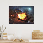 Arx Draconis bij aanval Poster (Keuken)