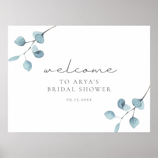 ARYA Eucalyptus Groene Bruidsdouche Welkomstbord Poster (Voorkant)