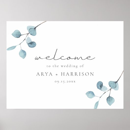 ARYA Rustic Eucalyptus Greenery Wedding Welkom Poster (Voorkant)